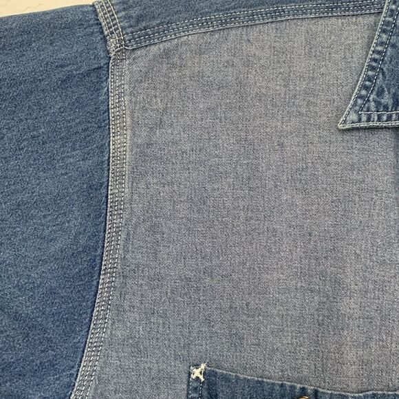 VTG Lee Authentic Men’s Denim Shirt Two-Tone Cotton Pockets Logo Size L - Picture 3 of 10
